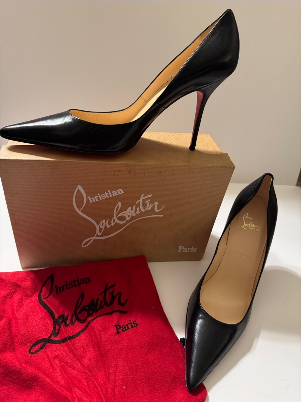 NIB Christian Louboutin Decoltissimo 100 Kid Black Pumps 41.5!